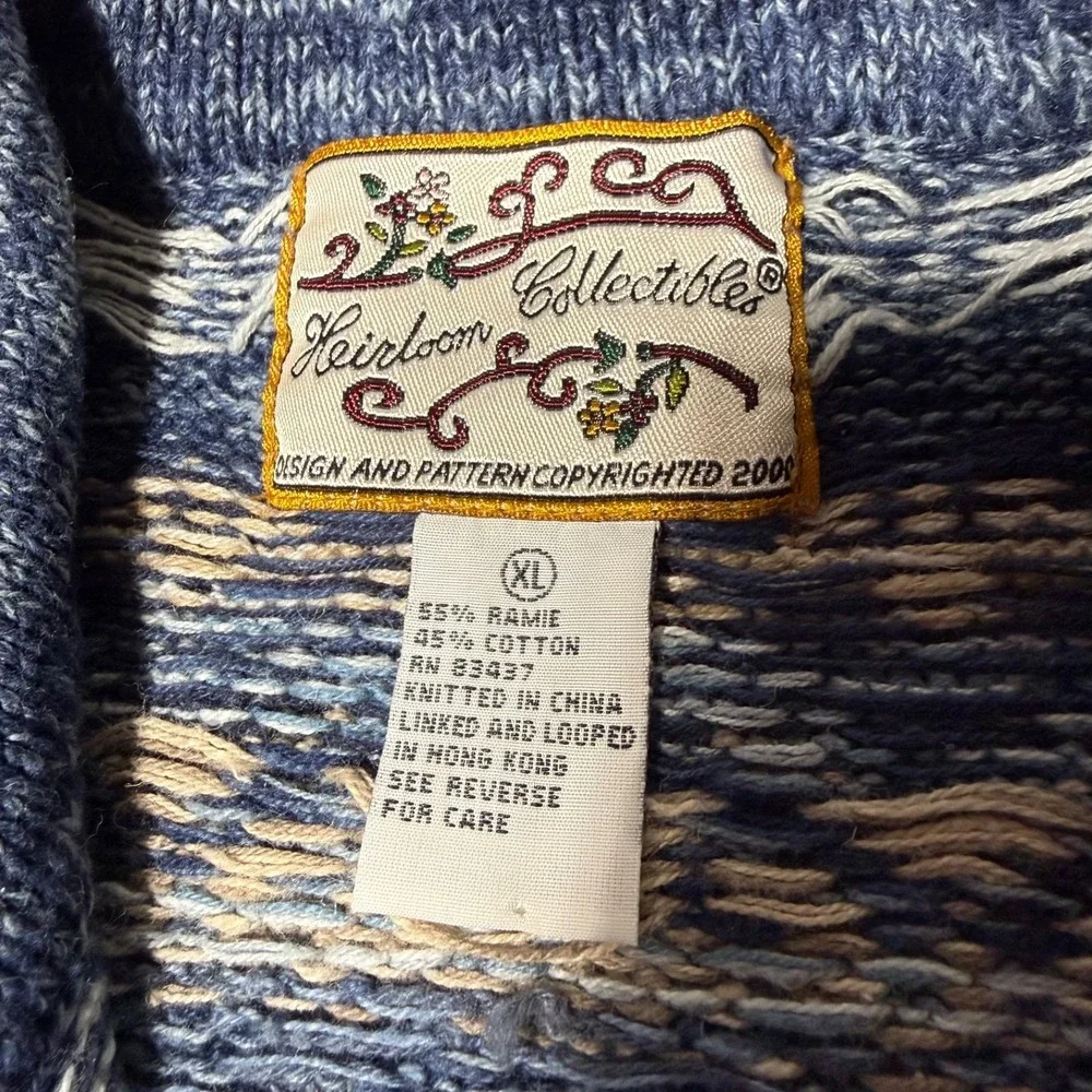Vintage Heirloom Collectibles Women's XL Fair Isle Geometric Cardigan Sweater